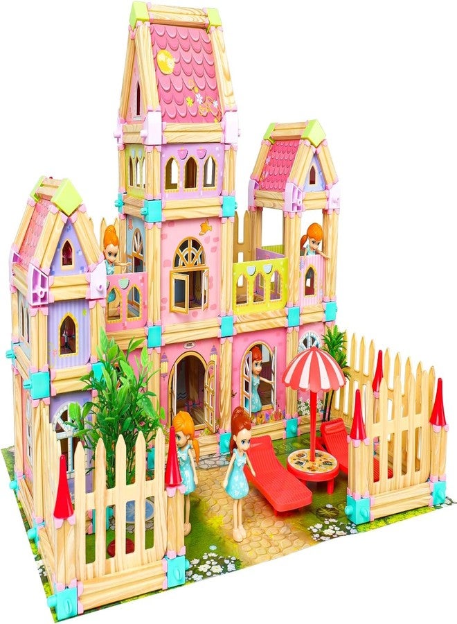 Jet Roy Dollhouse Dream House - Princess Castle Building Kit with 3 Dolls for Ages 3-8 Toys for Kids - Image 1